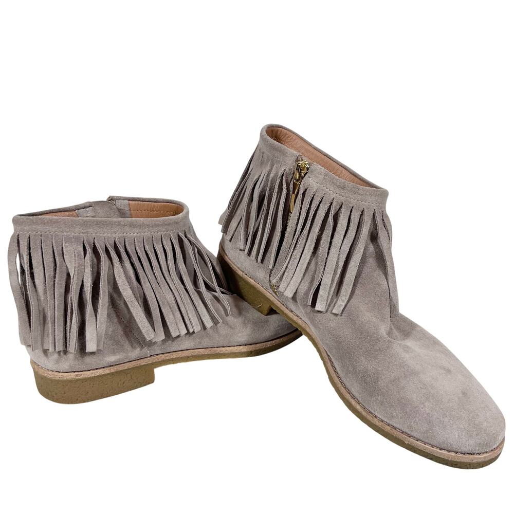 Kate Spade Betsie Suede Fringe Ankle Boots 10.5 M Gray Boho Folk Western Used - Picture 2 of 11